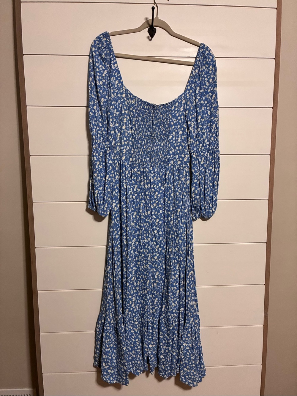 Reformation Mica ES Floral Marie Square Neck Midi Dress Blue Size 12 - Picture 14 of 14